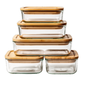 Recipientes de vidrio para almacenar alimentos con tapas de bambú